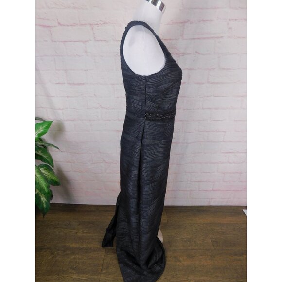 Scarlett Black Textured Gown 6 Beaded Waist Keyhole - Picture 11 of 12